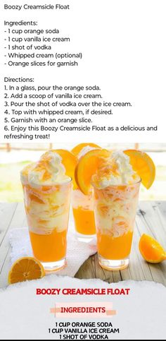 the recipe for orange creamsice float is shown