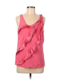 Ann Taylor Sleeveless Blouse Size: Medium Tops - used. No Fabric Content | Ann Taylor Sleeveless Blouse: Pink Tops - Size Medium Pink Silk Tank Top For Spring, Spring Silk Tank Top, Silk Spring Tank Top, Chic Silk Summer Vest, Chic Summer Silk Vest, Silk Summer Tank Top, Silk Sleeveless Camisole For Summer, Silk Sleeveless Blouse Camisole For Summer, Sleeveless Silk Blouse With Ruffles