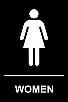 a women's restroom sign with the word women in white on a black background