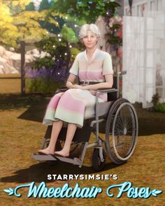 an old woman sitting in a wheel chair with the caption starryssimsie's meetup poses