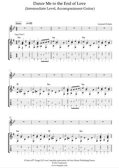 dance me to the end of love sheet music