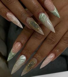 Green Stiletto Nails, Simple Stiletto Nails, Stiletto Nails, Nail Designs, Nail Art, Nails, Green