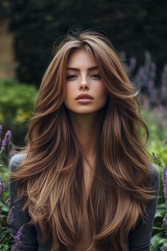 butterfly haircuts, hairstyles, hair inspiration Long Layer Butterfly Haircut, Butterfly Haircut On Long Straight Hair, Butterfly Cut With Long Layers, Long Full Layered Haircuts, Long Haircut Butterfly, Brunette Haircut Ideas Long, Full Layers Long Hair, Long Brown Haircut Ideas, Butterfly Haircut On Long Hair