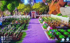 an animated garden scene is shown on the tv screen