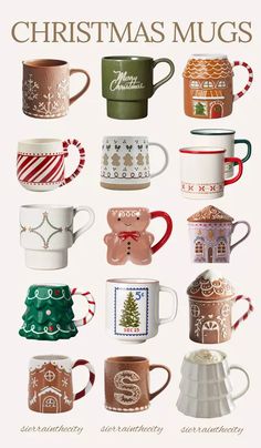 coffee mugs with christmas designs on them