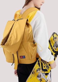 This backpack is great for traveling or school. It has lots of different pockets for organization and it looks nice as well. #hoodie #backpack Middle School Backpacks, Book Bags For Kids, Hoodie Backpack, Shape Fashion, Backpack For Teens, Hoodie Style, Yellow Hoodie, Girls Fashion