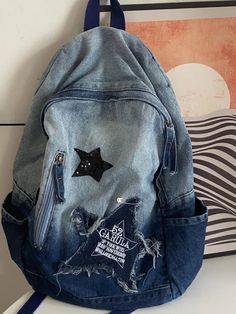 Weiyinxing Vintage Grunge Denim Backpacks Women Patchwork Large Capaci – weiyinxing Grunge Backpack, Mochila Grunge, Grunge Denim, Backpack Aesthetic, Harajuku Grunge, Aesthetic Backpack, Denim Backpack, Retro Purse, Vintage Grunge