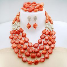 Coral beads handmade african wedding jewelry ,it takes 11-2 days for the production African Wedding Jewelry, Nigeria Wedding, Bridal Jewelry Set, African Necklace, Jewelry Catalog, Length Necklace, Handmade African, Mobile Screen, Nigerian Wedding