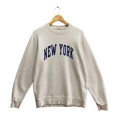 Code : p/335 Vintage New York White Sweatshirt Size Large New York Crewneck New York City  Sweater Pullover New York Spell Out Print Logo Jumper Size on Tag :  L Details Measurement  Arm Pit to Arm Pit : 22"inches Back Collar to Hem : 27"inches Condition :  Great Vintage Condition(Used Clothing).No Holes And No Stain.Please refer pictures detail.‼️ New York Crewneck, New York Shirt, New York Sweatshirt, New York Vintage, Fashion Sweatshirts, Vintage New York, Nova York, Sweater Pullover, Cute Sweaters