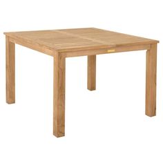 a wooden table with two square legs