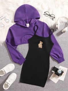 Super Cropped Hoodie, Purple Outfits, Crop Hoodie