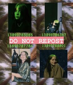 four different pictures of women with green hair and the words do not repost above them