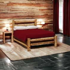 Economy Rustic Log Bed Log Bed, City Homes, Accent Chair Bedroom, Beautiful Bed, Daybed Covers, Bedroom Accent, Mountain Getaway, Rustic Cabin Decor, Bedding Basics