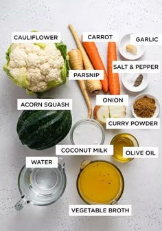 the ingredients to make cauliflower broth are shown here