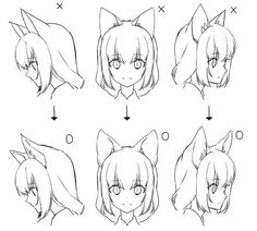 how to draw anime cat ears step by step