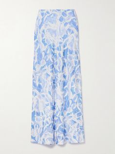 Stella McCartney's maxi skirt is printed with an array of sunglasses, giving it an undeniable summery feel. It's cut from lightweight silk-twill and has a relaxed shape that falls to a floor-sweeping hem. Wear yours with sandals and a sheer blouse. Luxury Blue Elegant Maxi Skirt, Luxury Blue Full Maxi Skirt, Luxury Blue Maxi Skirt, Luxury Blue Viscose Maxi Dress, Luxury Blue Voluminous Maxi Skirt, Sheer Maxi Skirt, Long Wrap Skirt, Silk Midi Skirt, Silk Maxi Skirt