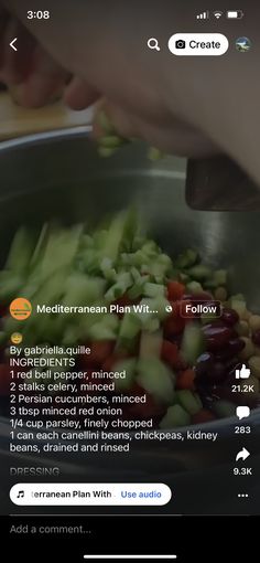 someone is cooking vegetables in a pan on the table