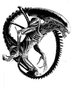 Alien Xenomorph Tattoo, Hr Giger Alien, Xenomorph Tattoo, Tattoo Alien, Hr Giger Art, Alien Xenomorph