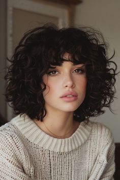 Haircuts For Thick Hair, Bob Haircut Curly, Curly Hair Photos, Short Curly Haircuts, Haircuts For Curly Hair, Stylish Haircuts, Curly Hair Inspiration, Curly Hair With Bangs, Haircut For Thick Hair