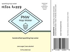 label for pnw hop water with barcodes on the front and back