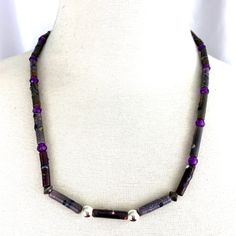 Art Glass Beaded Necklace Purple Tube Tubular Bead Cylinder Single Strand 22 In | eBay Beaded Necklace Purple, Abstract Jewelry, Necklace Purple, Glass Bead Necklace, Art Glass, Glass Art, Glass Beads, Beaded Necklace, Beads