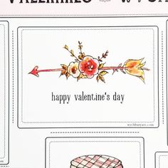 a valentine's day card with an arrow and flowers