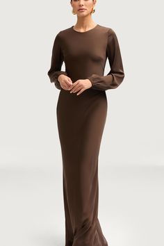 Indulge in luxury with the Kamila Satin Maxi Dress in Espresso. The elegant balloon sleeves and bias cut design flatter your figure, giving you a sophisticated and exclusive look. Made from smooth satin, this dress will make you feel like a work of art, elevating your style to new heights. Model is 5'7" and is wearing XS/58". Bias Cut Dress With Sleeves, White Dress Formal, Dresses Flowy, Nikkah Dress, Bias Cut Dress, Engagement Dresses, Satin Maxi, Satin Maxi Dress, Dress Satin