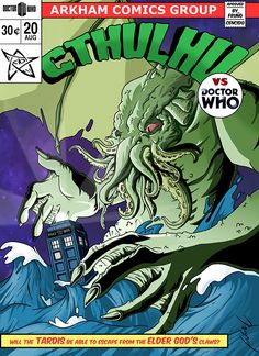 the cover to an upcoming comic book, cthulha and doctor who is about to be