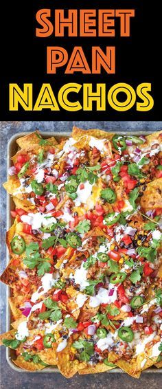 sheet pan nachos with text overlay