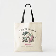 a tote bag with the words outer banks on it