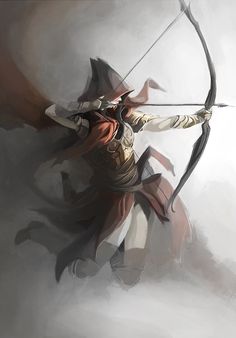 a painting of a person with a bow and arrow