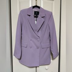 Never Worn. New With Tags. Purple Notch Lapel Blazer For Work, Trendy Purple Blazer For Work, Trendy Purple Outerwear For Work, Purple Notch Lapel Outerwear For Office, Purple Blazer With Suit Collar For Work, Office Wear Button-up Outerwear With Double Button Closure, Purple Notch Lapel Outerwear For Work, Purple Workwear Blazer With Button Closure, Purple Button-up Outerwear For Work