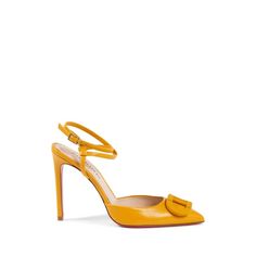 Mustard Leather. Stiletto Heels. Tone On Tone Dee Logo. Pointed Toes. Lace-Up Ankle Ties. Made In Italy. 10cm Heel. Spring Calf Leather Court Shoes With 4-inch Heel, Elegant Yellow Sandals With Wrapped Heel, Yellow Heels With Removable Insole For Evening, Elegant Yellow Leather Sandals, Elegant Yellow Court Shoes With 4-inch Heel, Modern Yellow Heels For Evening, Luxury Yellow Heels With Heel Strap, Elegant Yellow Sandals For Formal Occasions, Yellow High Heel Leather Slingback Pumps