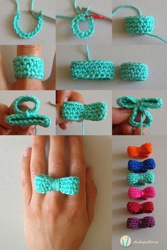 crochet instructions on how to make an origami bow for bracelets