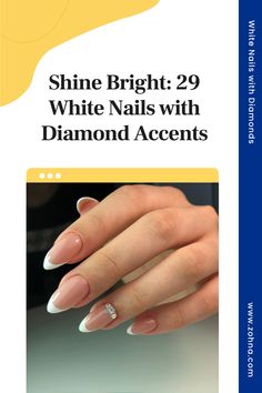 The manicure of the year: white nails with diamonds. Shine bright and dazzle everyone. White Diamond Nails, White Nails With Diamonds, Classy Manicure, Red And White Nails