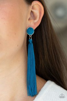 A tassel of shiny blue cording swings from the bottom of a matching blue threaded button-top frame for a flirtatious fashion. Earring attaches to a standard post fitting. Sold as one pair of post earrings. P5PO-BLXX-087XX Blue Tassel Earrings, Blue Tassel, Paparazzi Accessories, Fall Accessories, Button Top, Affordable Jewelry, Paparazzi Jewelry, Gorgeous Jewelry, Blue Earrings