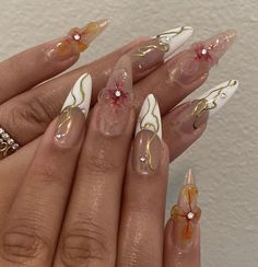 3d Chrome Nails, Uñas Color Cafe, 3d Chrome, 2024 Nails, Hippie Nails, Summery Nails, Soft Nails, Gem Nails, Nail Jewelry