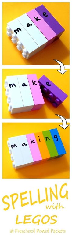 spelling with legos is an easy way to teach kids how to spell the letters