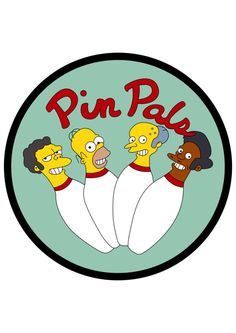 the simpsons characters are in a circle with pin pals written on their backs and hands