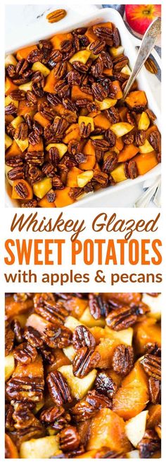 sweet potato casserole with apples and pecans is an easy side dish for thanksgiving