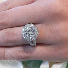 Gabriel Amavida Coco Round Large Diamond Halo Engagement Ring Large Diamond Rings, Gabriel Jewelry, Wedding Ring For Women, Promise Ring Gift, Diamond Halo Engagement Ring, Bridal Wedding Rings, Jewelry Appraisal, Minimalist Ring, Womens Wedding Bands