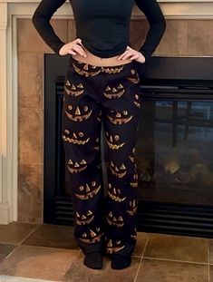 Black Fleece Halloween Jack-O-Lantern Face Pajama Pants Halloween Pajama Pants, Jack O Lantern Faces, Jack O'lantern, Halloween Pajamas, Adult Pajamas, Halloween Jack O Lanterns, Halloween Jack, Lazy Days, Black Fleece