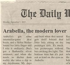 an old newspaper article about the story of arabella, the modern lover