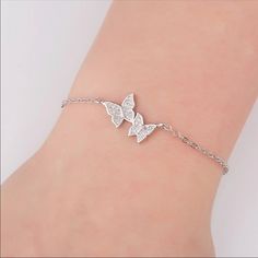 Brand New Bracelet Elegant Simple Crystal Butterfly Bracelet Bangle For Women Chain Jewelry Silver /Dropshipping 6”6.75” Silver Bracelet Designs, Butterfly Anklet, Bracelet Elegant, Silver Bracelets For Women, Silver Polish, Crystal Butterfly, Butterfly Bracelet, Classy Jewelry, Fancy Jewellery