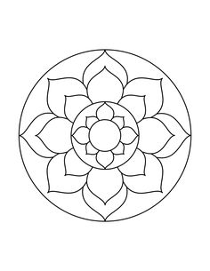 a black and white drawing of a flower in a circular pattern on a white background