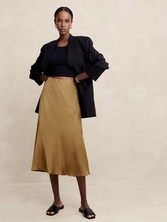 Hammered Satin Midi Slip Skirt | Banana Republic Factory Midi Slip Skirt, Satin Midi Skirt, Banana Republic Skirt, Slip Skirt, Banana Republic Factory, Satin Skirt, Wardrobe Basics, Satin Fabric, Banana Republic