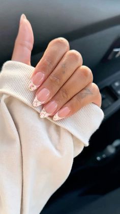 Aesthetic Nail, Nails Aesthetic, Girly Acrylic Nails, Summery Nails, Basic Nails, French Nail, Almond Acrylic Nails, Cute Gel Nails, Nails Spring