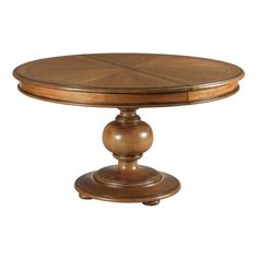 a wooden table with an oval top