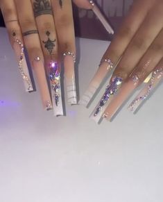 Long Acrylic Nails Extra, Extra Long Acrylic Nails Bling, Baddie Nails, Colored Acrylic Nails, Classy Acrylic Nails