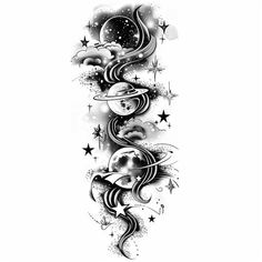 Artful Smoke Tattoo Sketches Hip Tattoo Drawings, Smoky Tattoo Design, Space Upper Arm Tattoo, Tattoo Design Stencil, Tattoo Sleeve Designs Women, Meaningful Thigh Tattoos For Women, Half Sleeve Tattoo Stencils, Dope Tattoos For Women, Tattoo Design Book